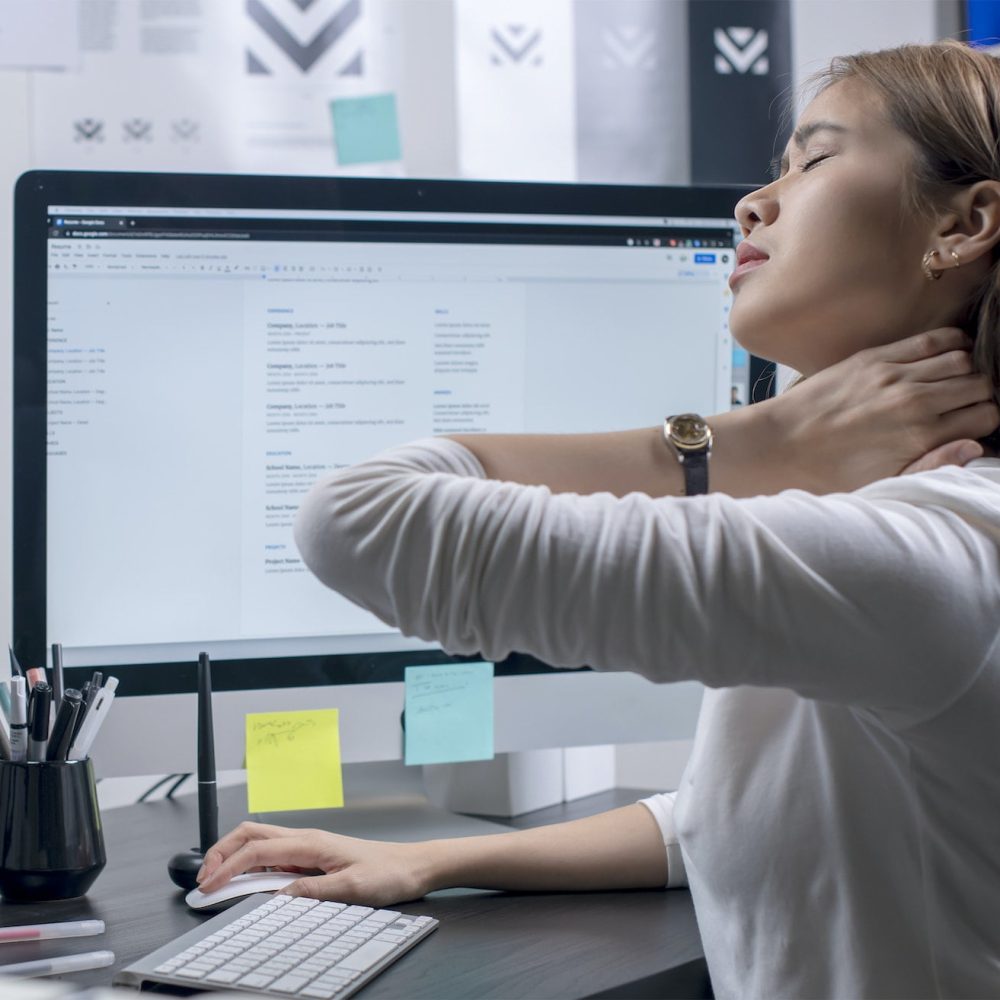 Neck pain of a young woman Neck pain of a young woman